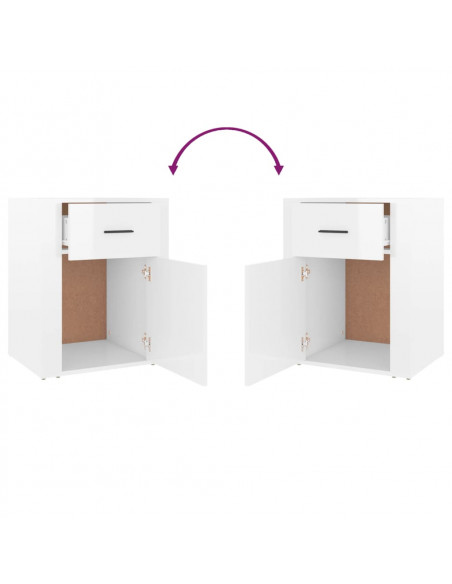 Comodino Bianco Lucido 50x36x60 cm in Legno Multistrato