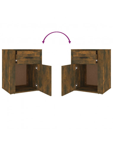 Comodino Rovere Fumo 50x36x60 cm Legno Multistrato