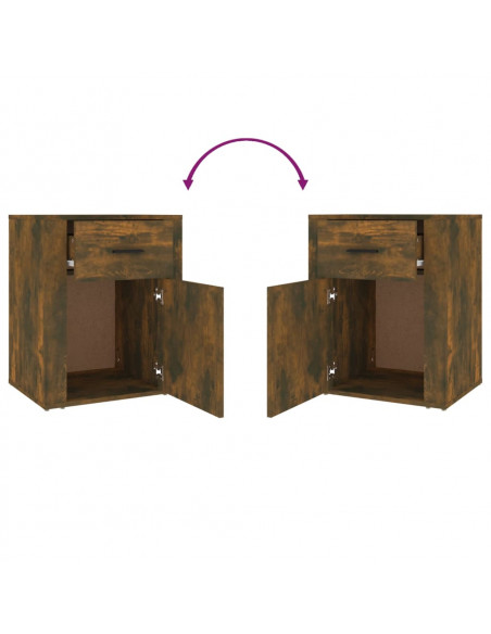 Comodino Rovere Fumo 50x36x60 cm Legno Multistrato