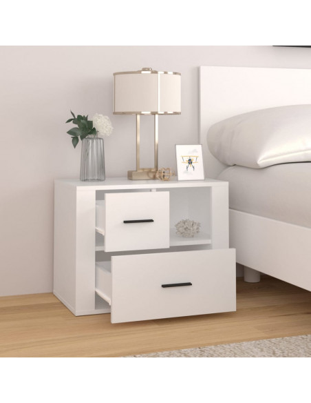 Comodino Bianco 60x36x45 cm in Legno Ingegnerizzato