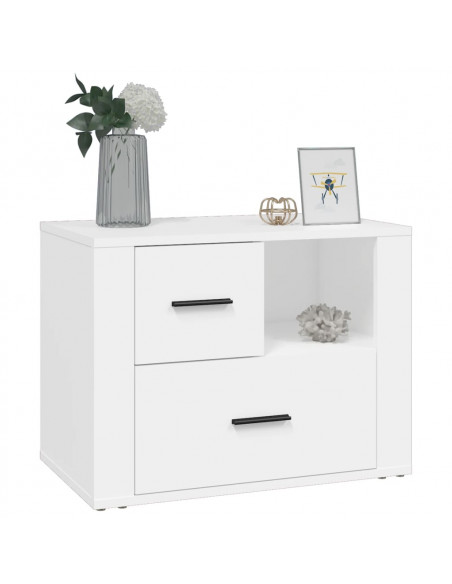 Comodino Bianco 60x36x45 cm in Legno Ingegnerizzato