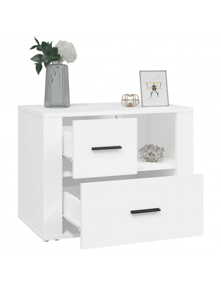 Comodino Bianco 60x36x45 cm in Legno Ingegnerizzato