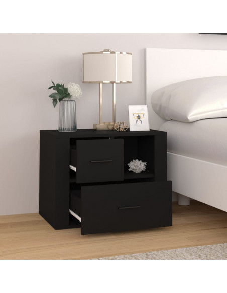 Comodino Nero 60x36x45 cm in Legno Multistrato