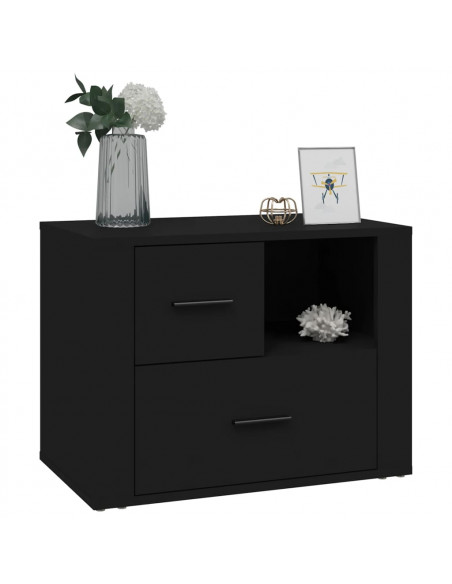 Comodino Nero 60x36x45 cm in Legno Multistrato