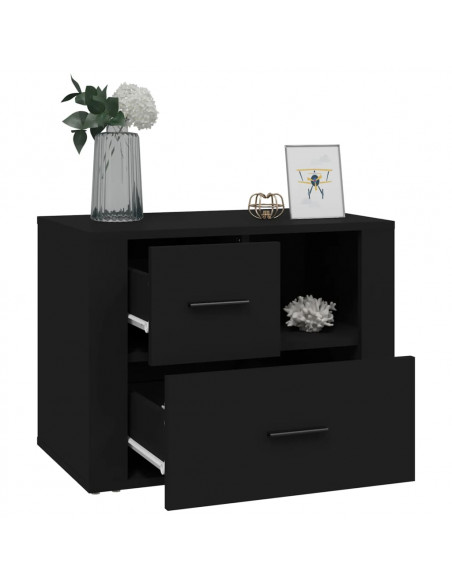 Comodino Nero 60x36x45 cm in Legno Multistrato