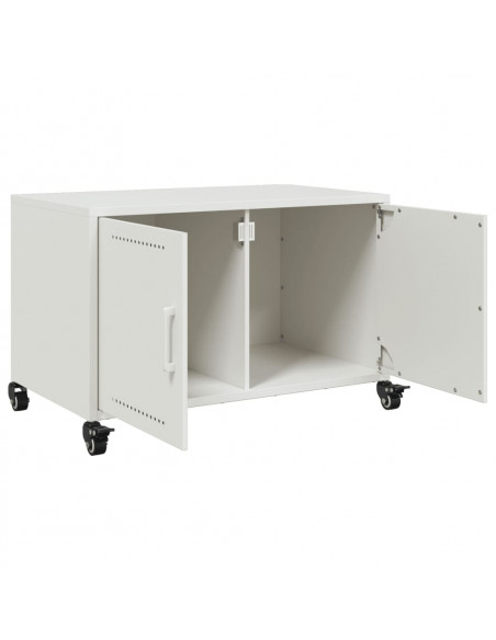 Mobile TV Bianco 68x39x43,5 cm in Acciaio Laminato a Freddo