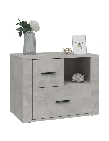 Comodino Grigio Cemento 60x36x45 cm in Legno Multistrato