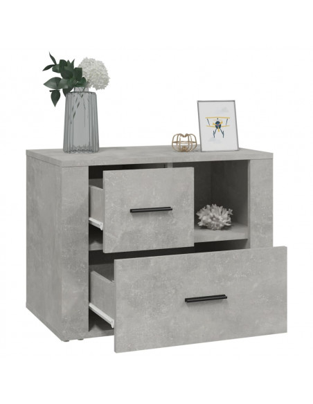 Comodino Grigio Cemento 60x36x45 cm in Legno Multistrato
