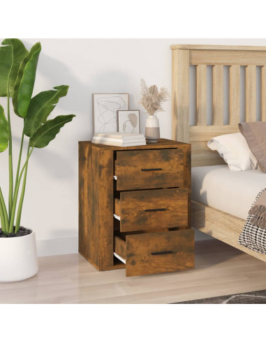 Comodino Rovere Fumo 50x36x60 cm Legno Multistrato