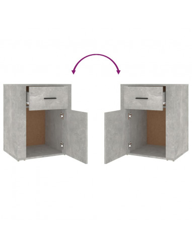 Comodino Grigio Cemento 50x36x60 cm in Legno Multistrato