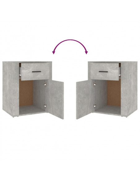 Comodino Grigio Cemento 50x36x60 cm in Legno Multistrato
