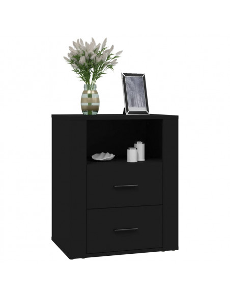 Comodino Nero 50x36x60 cm in Legno Multistrato