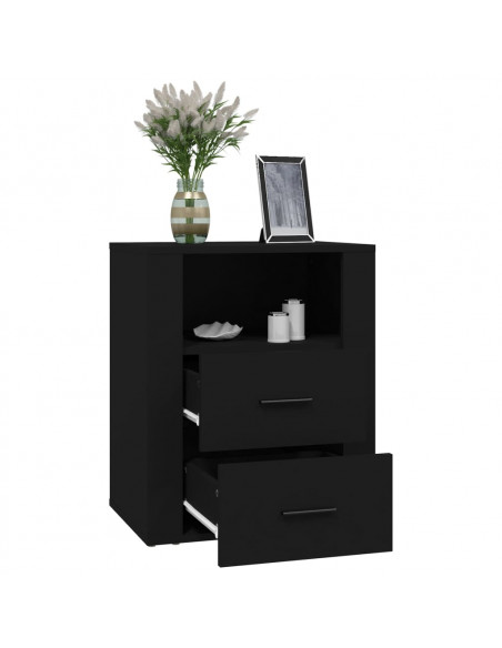 Comodino Nero 50x36x60 cm in Legno Multistrato