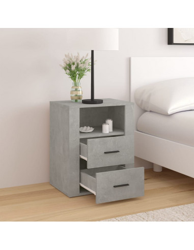 Comodino Grigio Cemento 50x36x60 cm in Legno Multistrato
