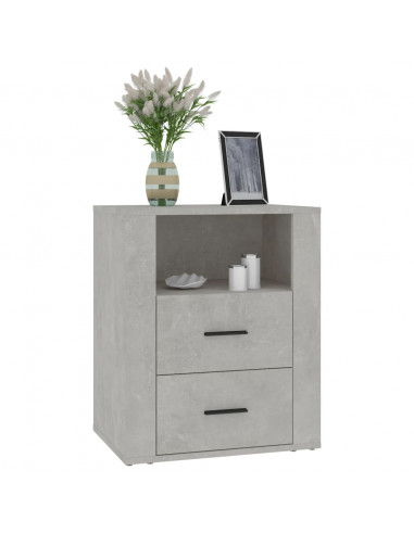 Comodino Grigio Cemento 50x36x60 cm in Legno Multistrato