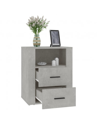 Comodino Grigio Cemento 50x36x60 cm in Legno Multistrato