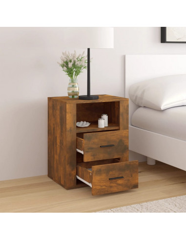 Comodino Rovere Fumo 50x36x60 cm Legno Multistrato