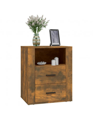 Comodino Rovere Fumo 50x36x60 cm Legno Multistrato