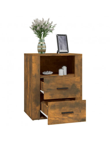 Comodino Rovere Fumo 50x36x60 cm Legno Multistrato
