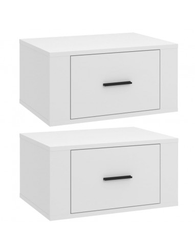 Comodini a Parete 2 pz Bianchi 50x36x25 cm