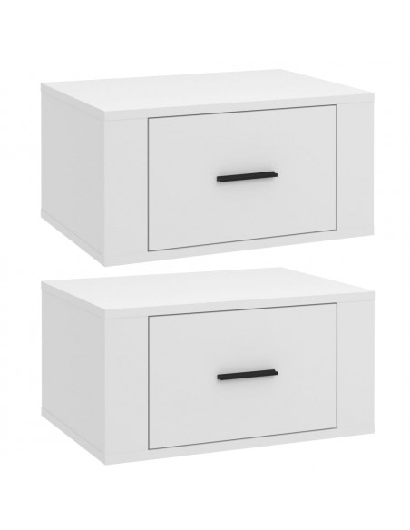 Comodini a Parete 2 pz Bianchi 50x36x25 cm
