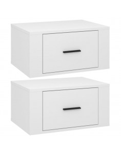Comodini a Muro 2 pz Bianco Lucido 50x36x25 cm 2