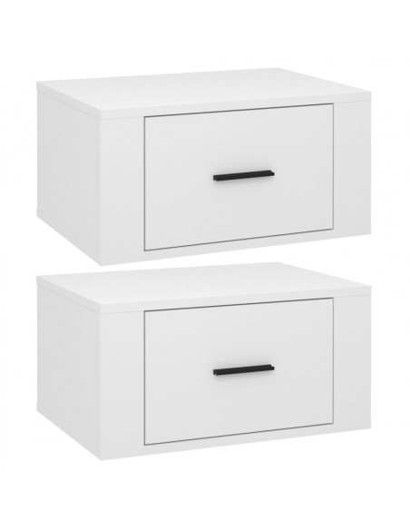 Comodini a Muro 2 pz Bianco Lucido 50x36x25 cm