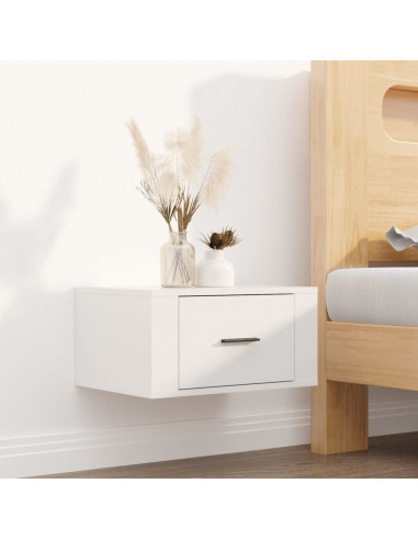 Comodini a Muro 2 pz Bianco Lucido 50x36x25 cm