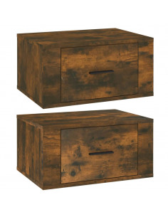 Comodini a Muro 2 pz Rovere Fumo 50x36x25 cm 2