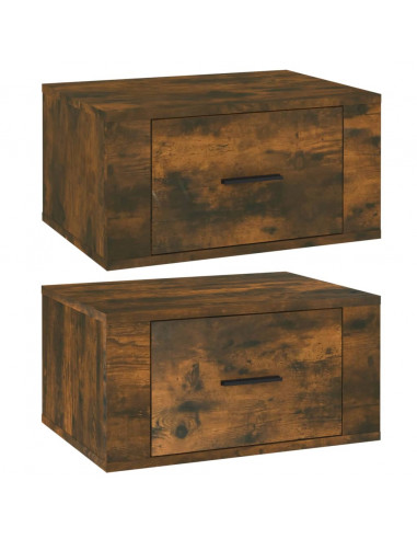Comodini a Muro 2 pz Rovere Fumo 50x36x25 cm