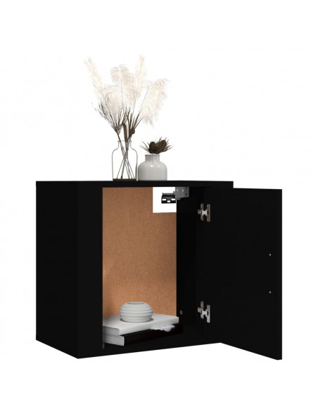 Comodino a Muro Nero 50x30x47 cm
