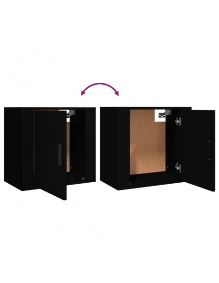 Comodini a Muro 2 pz Nero 50x30x47 cm