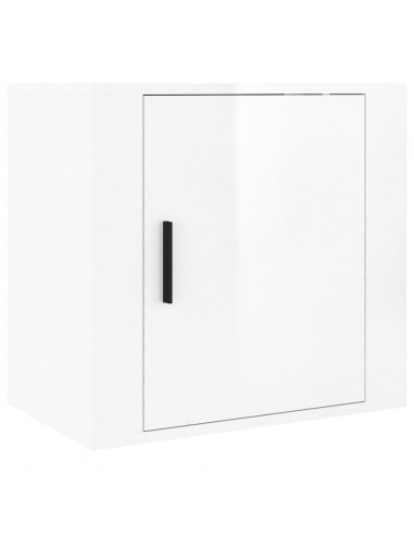 Comodino a Muro Bianco Lucido 50x30x47 cm