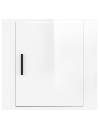 Comodino a Muro Bianco Lucido 50x30x47 cm