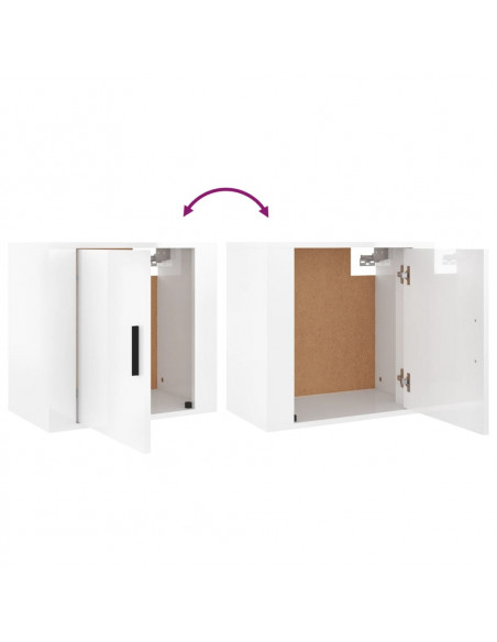 Comodini a Muro 2 pz Bianco Lucido 50x30x47 cm