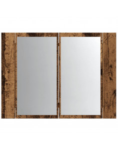 Mobile Specchio LED Legno Antico 60x12x45 cm Legno Multistrato 2