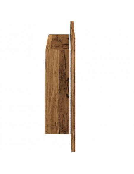 Mobile Specchio LED Legno Antico 60x12x45 cm Legno Multistrato