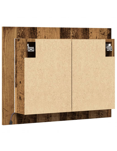 Mobile Specchio LED Legno Antico 60x12x45 cm Legno Multistrato