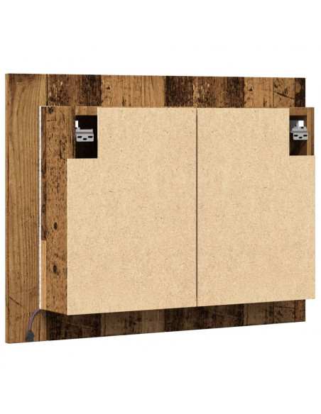Mobile Specchio LED Legno Antico 60x12x45 cm Legno Multistrato