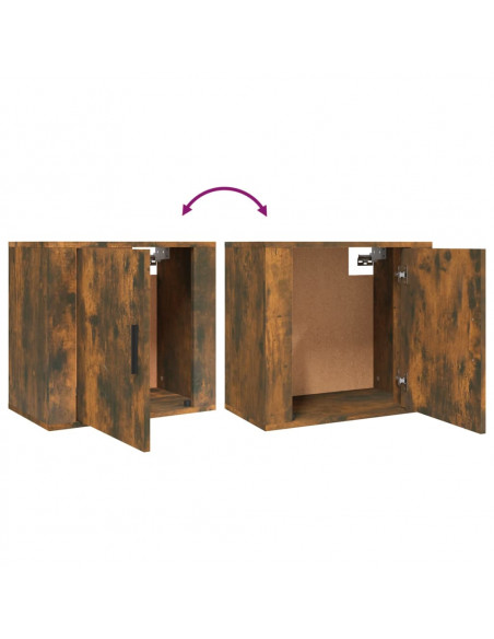 Comodini a Muro 2 pz Rovere Fumo 50x30x47 cm