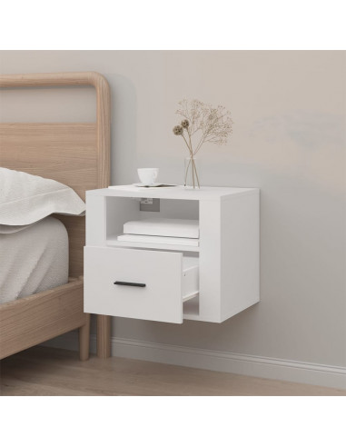 Comodino a Muro Bianco 50x36x40 cm