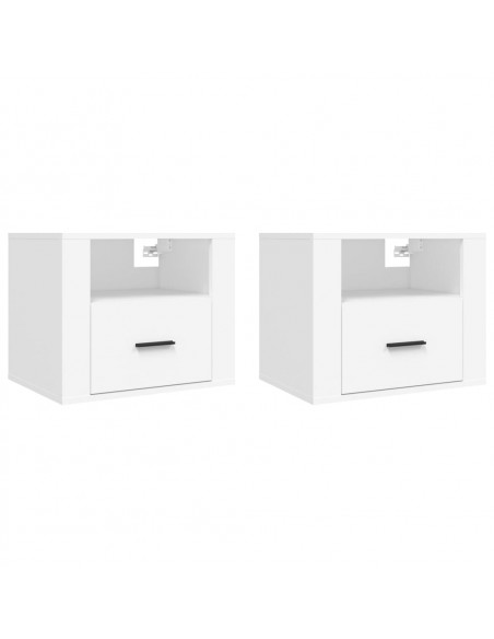Comodini a Muro 2 pz Bianchi 50x36x40 cm