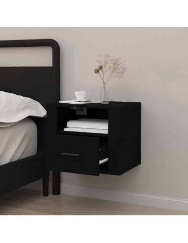 Comodino a Muro Nero 50x36x40 cm