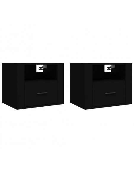Comodini a Muro 2 pz Nero 50x36x40 cm