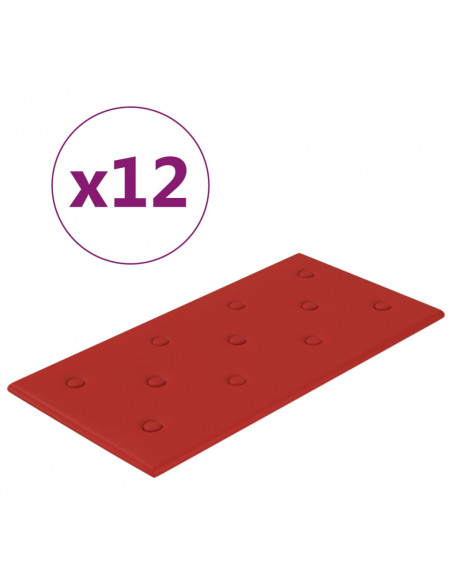 Pannelli Murali 12 pz Rosso Vino 60x30 cm Similpelle 2,16 m²