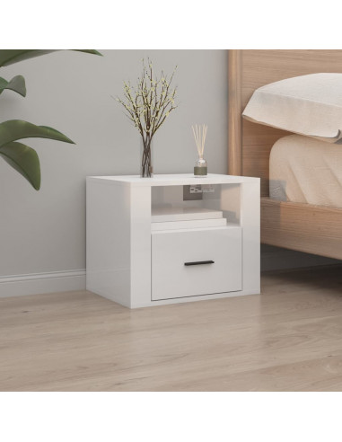 Comodini a Muro 2 pz Bianco Lucido 50x36x40 cm