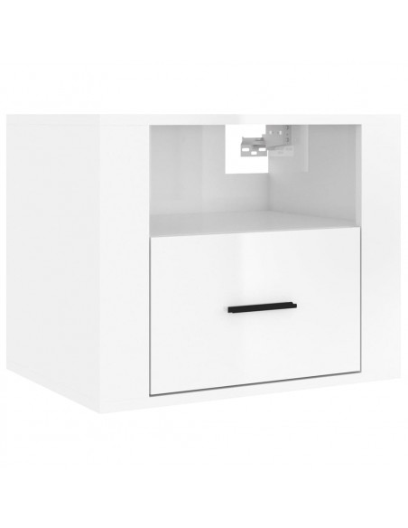 Comodini a Muro 2 pz Bianco Lucido 50x36x40 cm