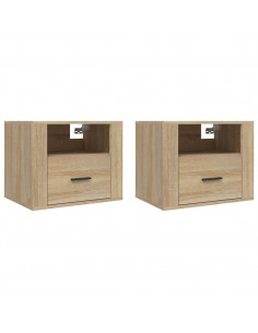Comodini a Muro 2 pz Rovere Sonoma 50x36x40 cm 2