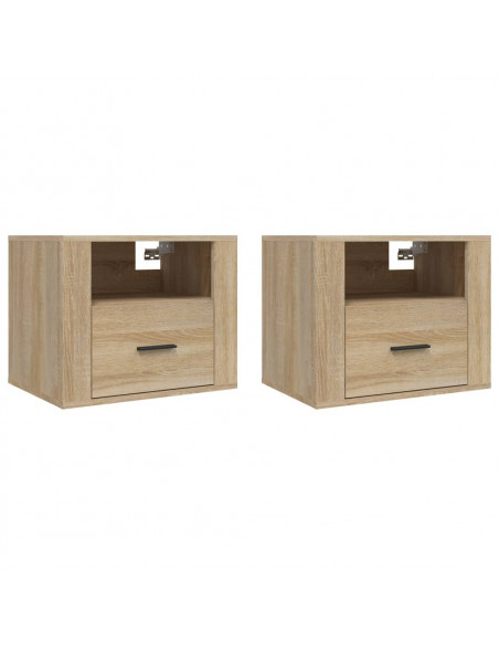 Comodini a Muro 2 pz Rovere Sonoma 50x36x40 cm