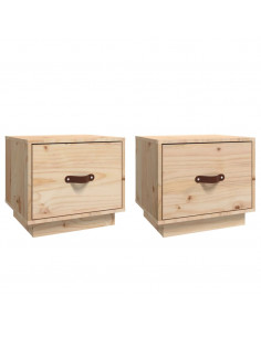 Comodini 2 pz 40x34x35 cm in Legno Massello di Pino 2